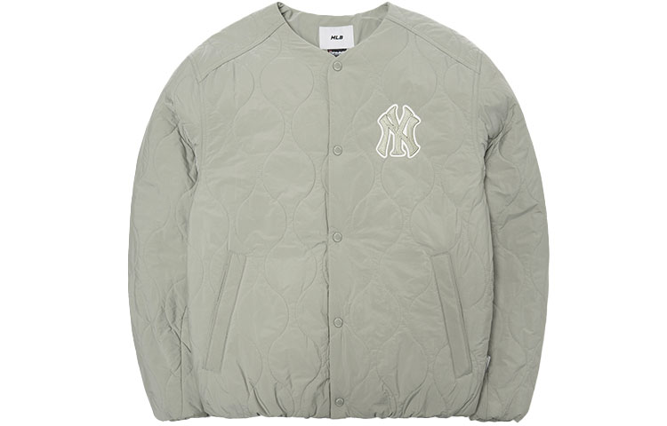 MLB NY Yankees Letter Embroidery Quilted Winter Jacket Unisex Light Green. 3APDL0216-50KAL