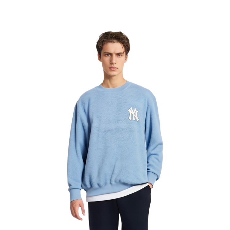 Sizing MLB NY Yankees Logo Fleece Crewneck Sweatshirt Unisex Winter Blue 3AMTF5116-50BLL