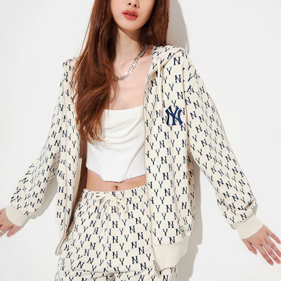 MLB NY Yankees Logo Print Hoodie Cream Unisex Long Sleeve Full-Zip Sweatshirt 3ATRM0121-50CRS Details for MLB NY Yankees Logo Print Hoodie Cream Unisex Long Sleeve Full-Zip Sweatshirt 3ATRM0121-50CRS