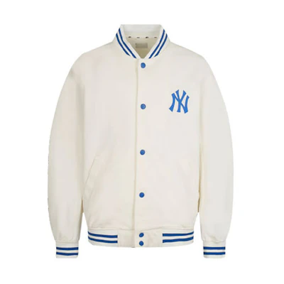 MLB NY Yankees Logo Varsity Jacket Unisex Ivory White 31JP04011-50I