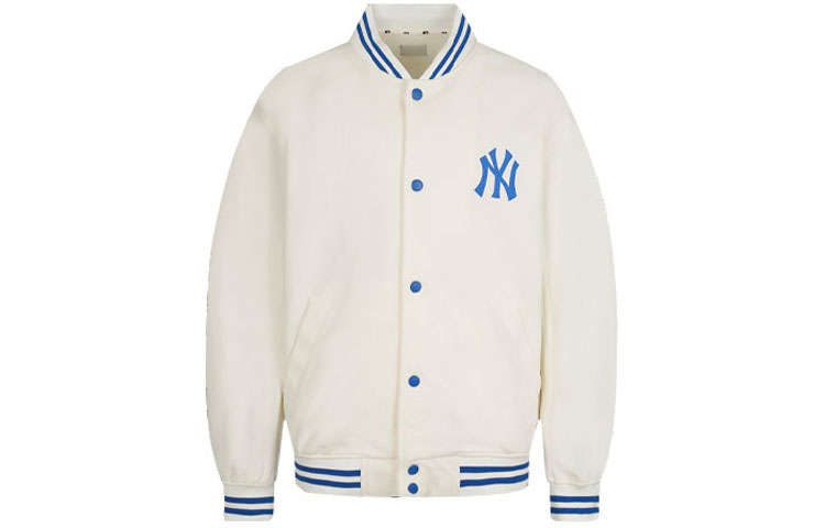 MLB NY Yankees Logo Varsity Jacket Unisex Ivory White 31JP04011-50I 圖 2