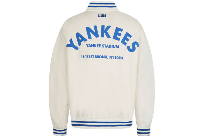 MLB NY Yankees Logo Varsity Jacket Unisex Ivory White 31JP04011-50I 圖 3