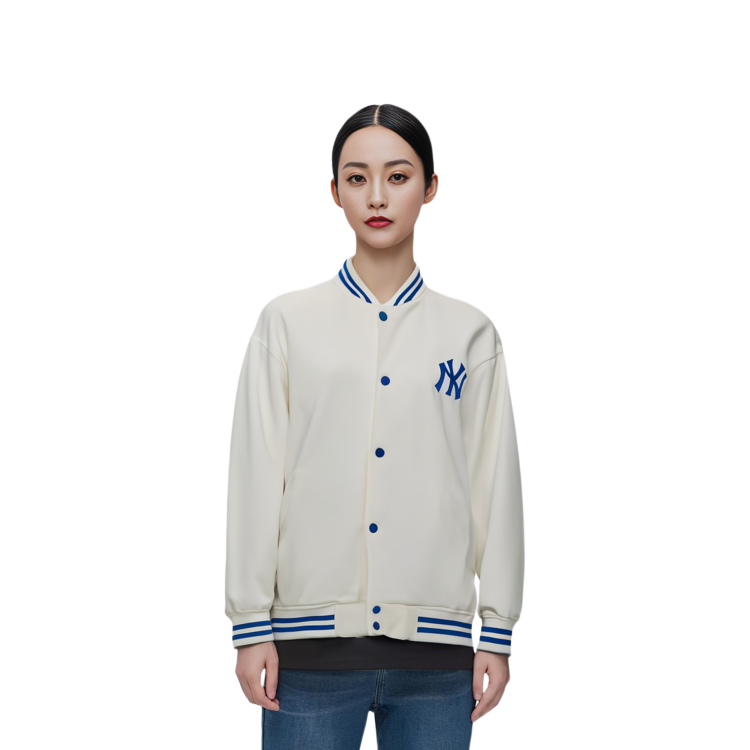 MLB NY Yankees Logo Varsity Jacket Unisex Ivory White 31JP04011-50I 圖 4