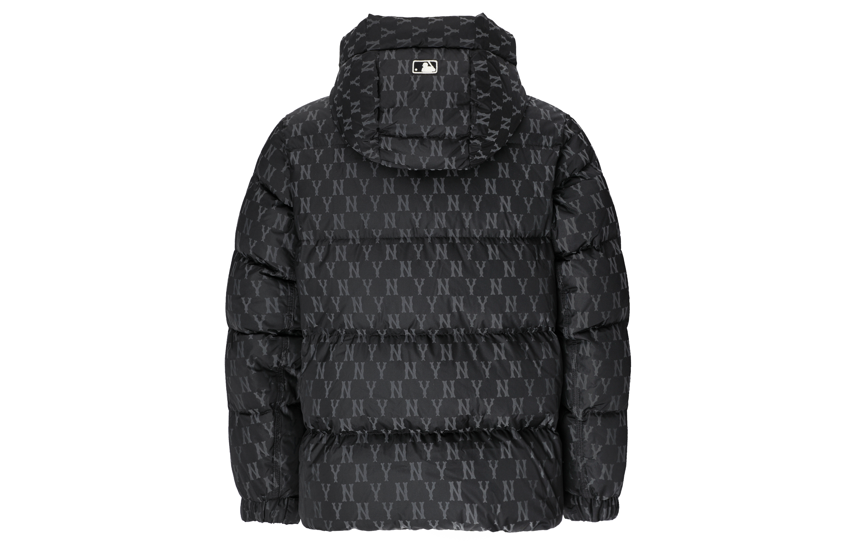 Lookbook MLB 紐約洋基隊連帽羽絨短外套 黑色 男女款短版保暖外套 3ADJM0426-50BKS