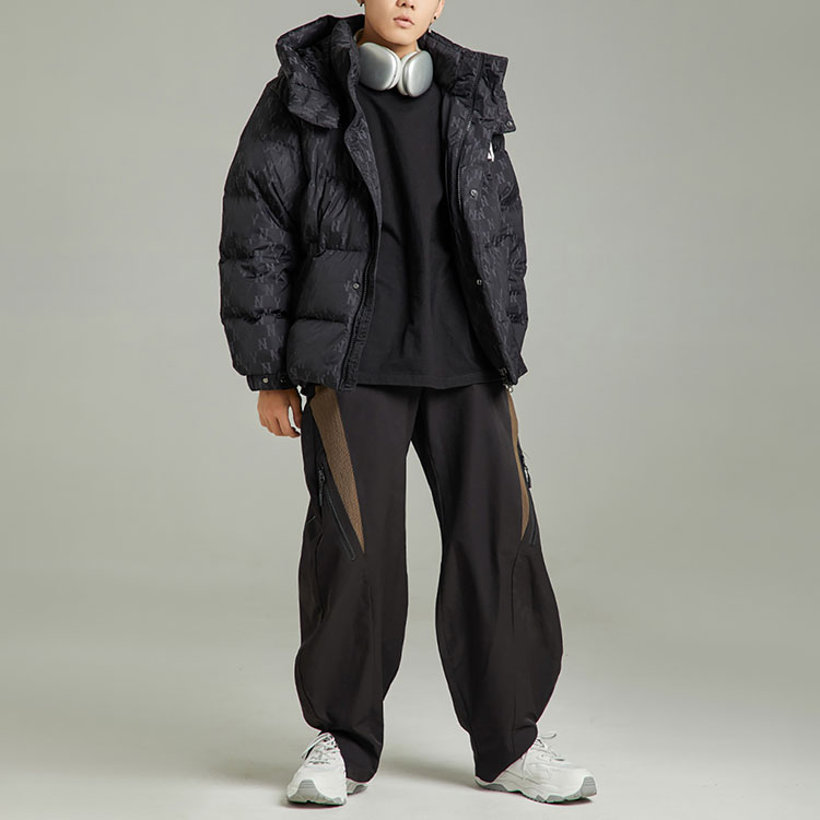 Sizing MLB 紐約洋基隊連帽羽絨短外套 黑色 男女款短版保暖外套 3ADJM0426-50BKS