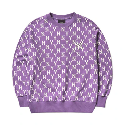 MLB NY Yankees Oversized Lavender Sweatshirt with Logo & Letter Print Unisex 3AMTM0614-50LDD