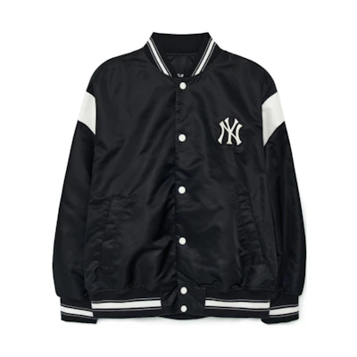 MLB Nylon Varsity New York Yankees Baseball Collar Jacket Unisex Black 3AJPV0331-50BKS