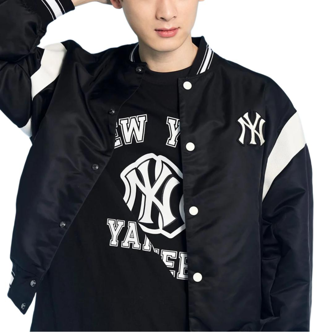 Details for MLB Nylon Varsity New York Yankees Baseball Collar Jacket Unisex Black 3AJPV0331-50BKS