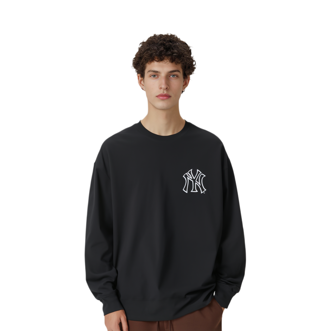 MLB Overfit Mega Logo Crewneck Pullover Sweatshirt Unisex Black 3AMTB0744-50BKS 圖 4
