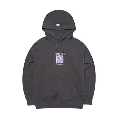 MLB Oversized Grey Hoodie with Embroidered Chest Logo - Unisex 3AHDL0314-50CGS