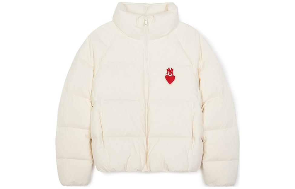 MLB Padding New York Yankees Heart Embroidery Zip Puffer Jacket Cream Unisex. 3FDJH0136-50CRD