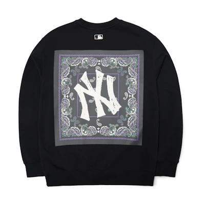 MLB Paisley Logo Crewneck Sweatshirt Unisex Black 3AMT53014-50BKS