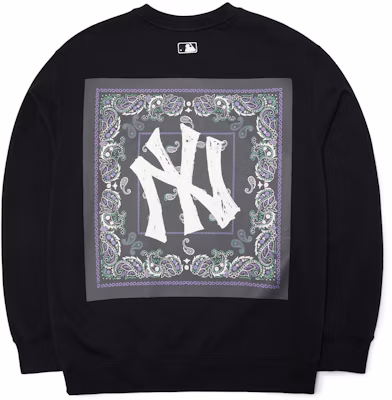 MLB佩斯利Logo黑色男女同款圆领卫衣 3AMT53014-50BKS Order MLB佩斯利Logo黑色男女同款圆领卫衣 3AMT53014-50BKS