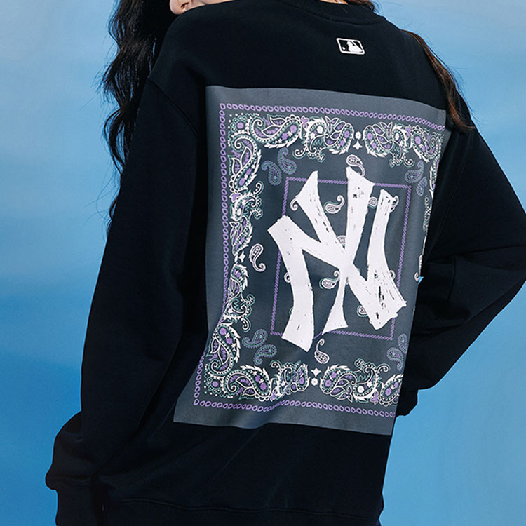 MLB Paisley Logo Crewneck Sweatshirt Unisex Black 3AMT53014-50BKS 圖 5