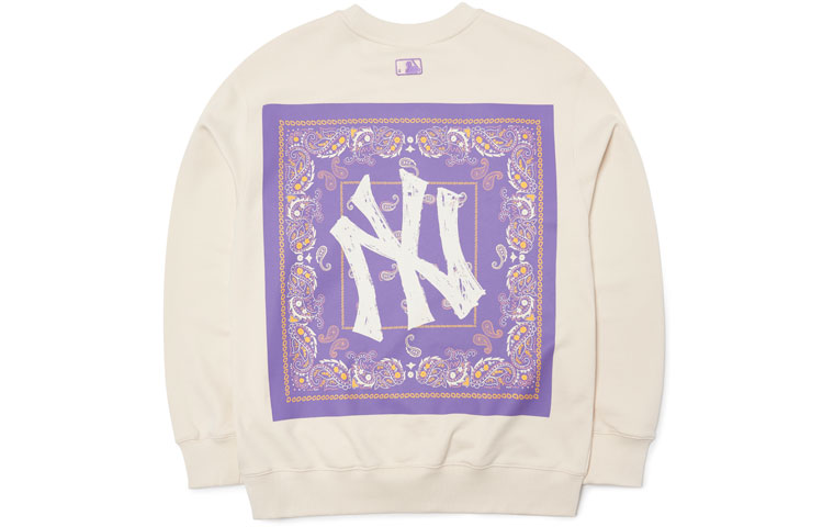 MLB Paisley Oversized Crewneck Sweatshirt Unisex Cream White 3AMT53014-50CRS