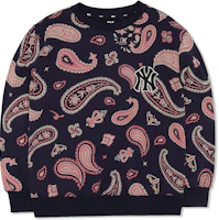 MLB Paisley Pullover Sweatshirt Unisex Couple Style in Navy Blue 3AMTI0224-50NYD MLB Paisley Pullover Sweatshirt Unisex Couple Style in Navy Blue 3AMTI0224-50NYD