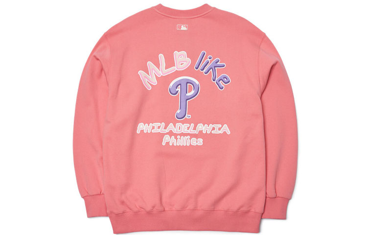 MLB Philadelphia Phillies Letter Crewneck Retro Sweatshirt Unisex - Pink 3AMTL5116-10COS