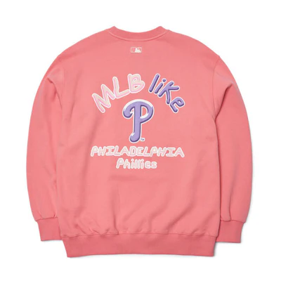 MLB Philadelphia Phillies Letter Crewneck Retro Sweatshirt Unisex - Pink 3AMTL5116-10COS