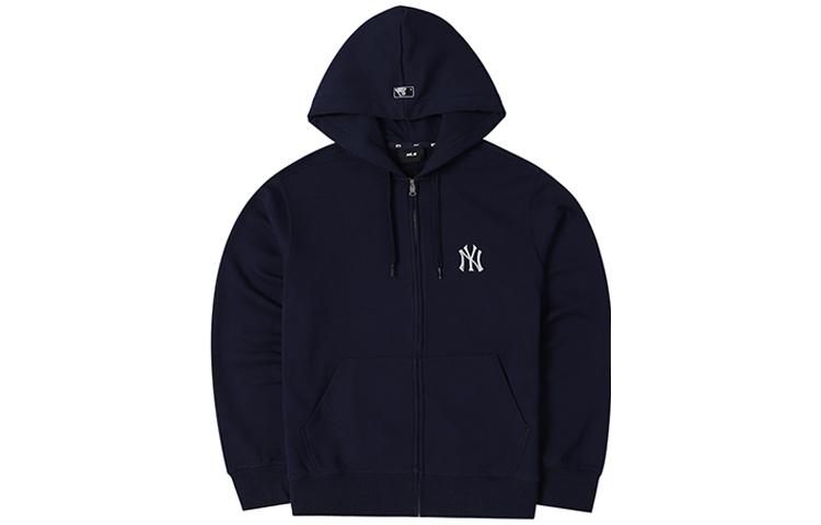 MLB Plain Logo Zip-Up Hoodie Unisex Navy Blue 3ATRB0214-50NYD
