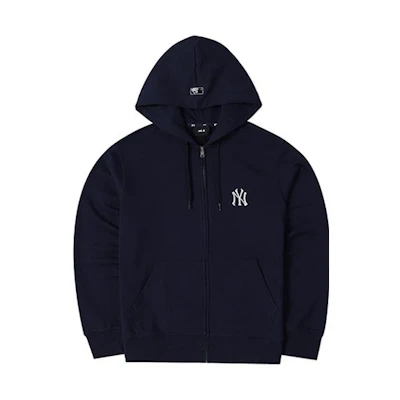 MLB Plain Logo Zip-Up Hoodie Unisex Navy Blue 3ATRB0214-50NYD