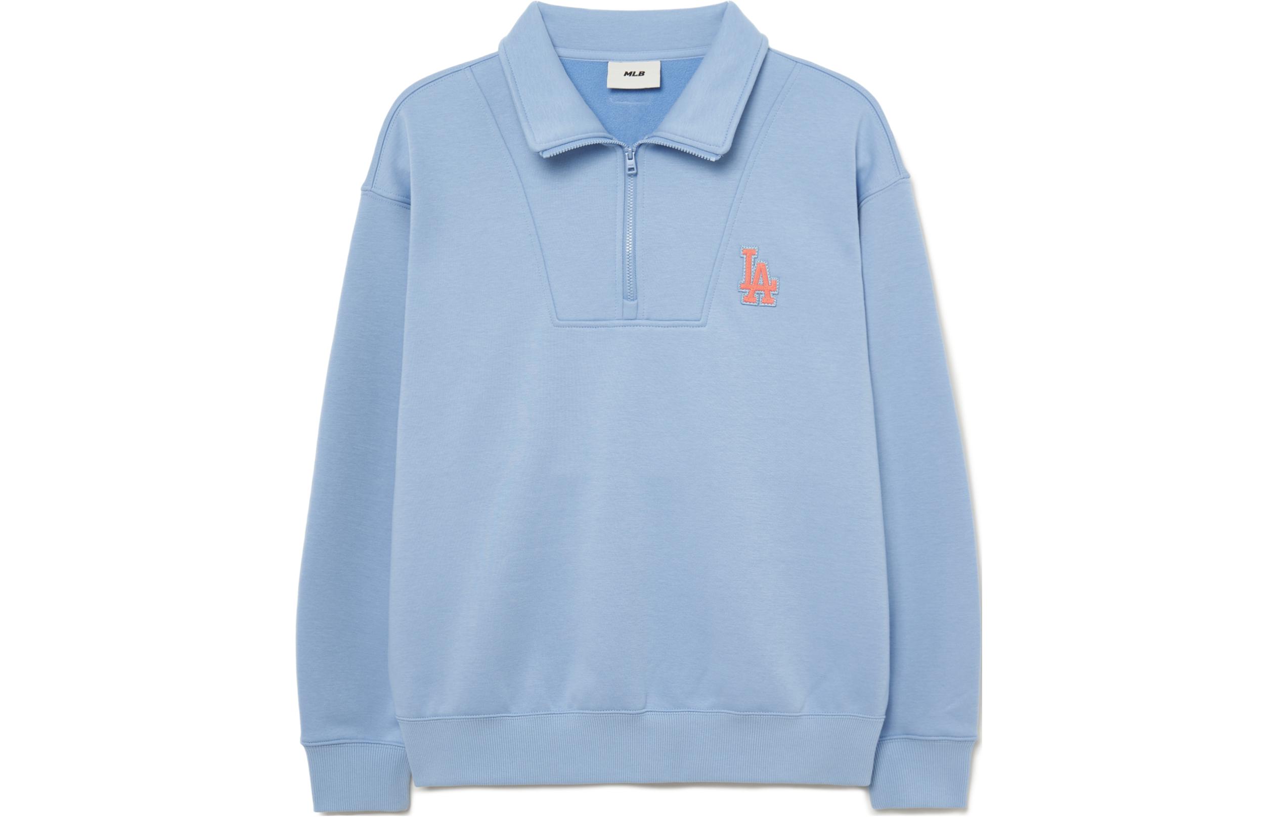 MLB Plain Polo Pullover Oversized Long Sleeve Sweatshirt Unisex Blue 3AMTB1536-07SBS