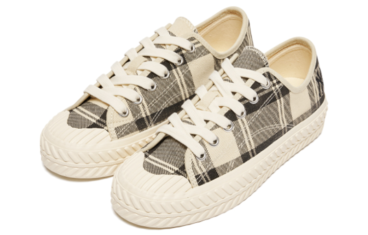 MLB Playball 'Checkerboard Beige' Low Top Canvas Sneakers 圖 3