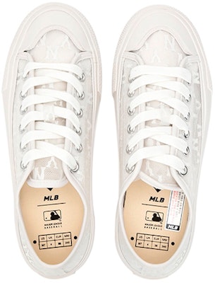 MLB Playball Mono Mesh 印花 流行休閒 低筒 帆布鞋 男女同款 象牙白 Shop MLB Playball Mono Mesh 印花 流行休閒 低筒 帆布鞋 男女同款 象牙白
