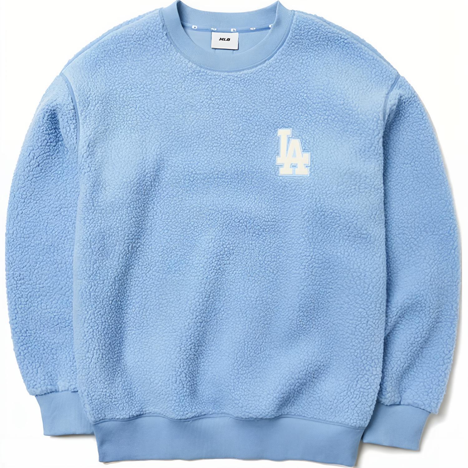 MLB Plush Loose Crewneck Sweatshirt Unisex - Light Blue 3AMTEC616