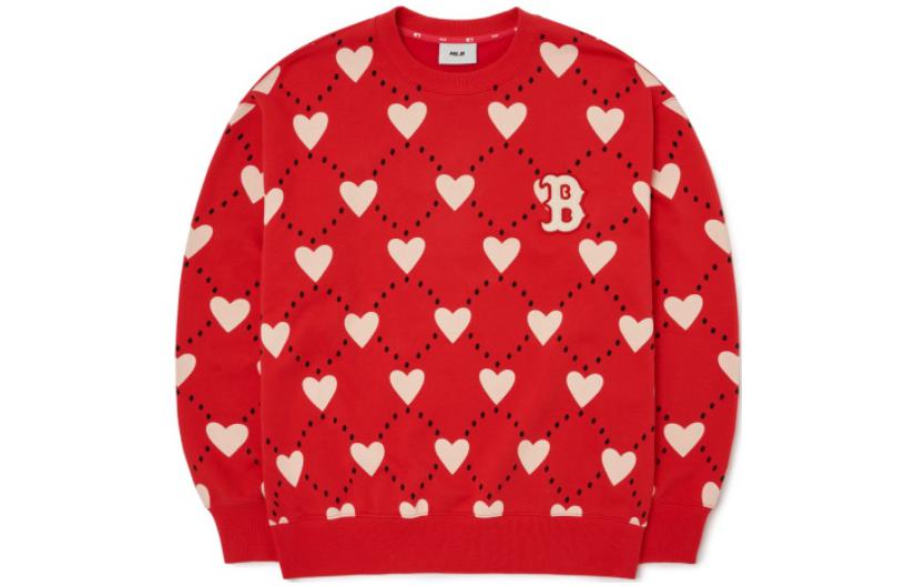 MLB Quilted Heart Crewneck Long Sleeve Sweatshirt Red (Couples' Edition) 3AMTH0124-43RDS