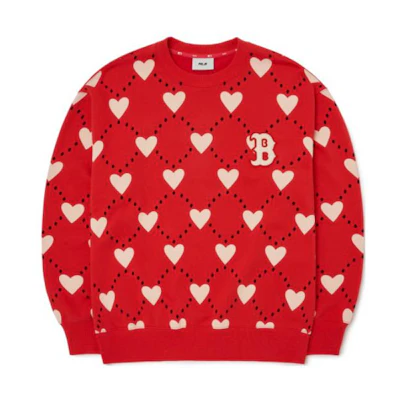 MLB Quilted Heart Crewneck Long Sleeve Sweatshirt Red (Couples' Edition) 3AMTH0124-43RDS
