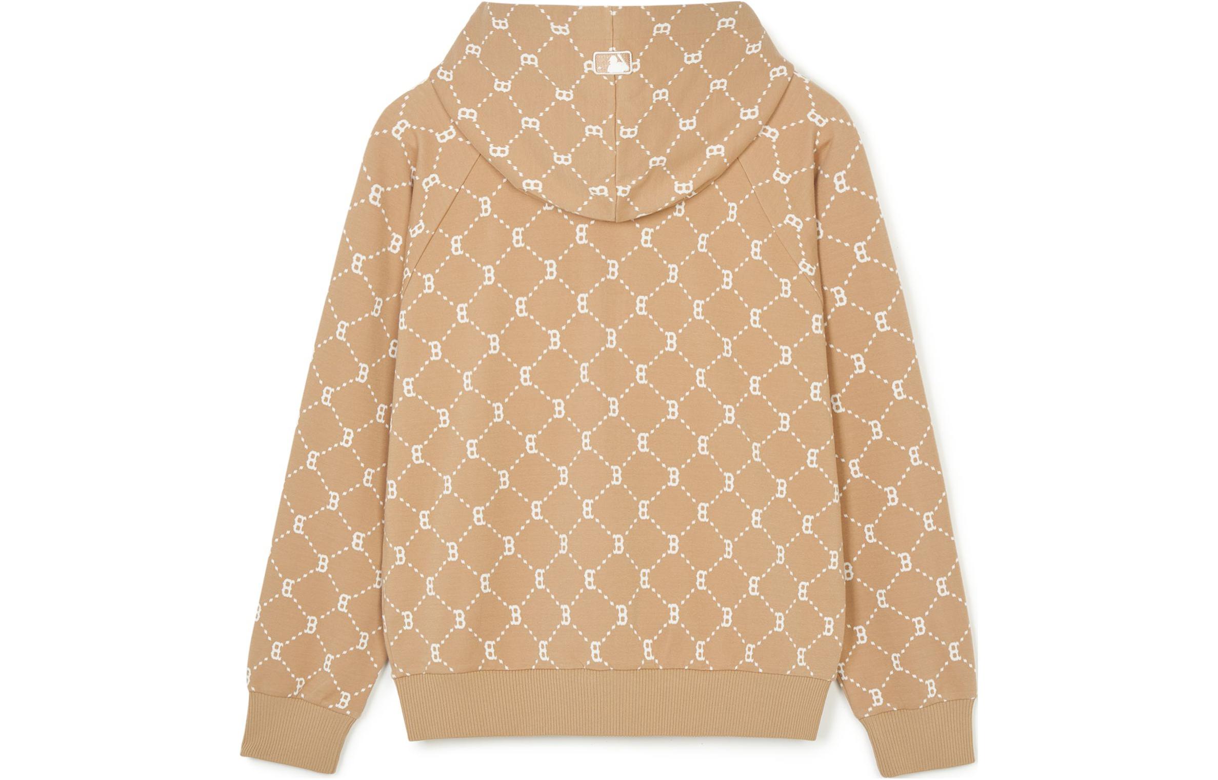 MLB Retro Diamond Print Zip-Up Hoodie Jacket Unisex Light Beige 3ATRM0341-43CAL 圖 3