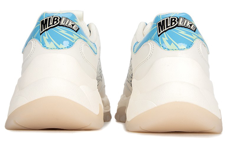 Shop MLB 復古印花 低幫 老爹鞋 男女同款 白藍