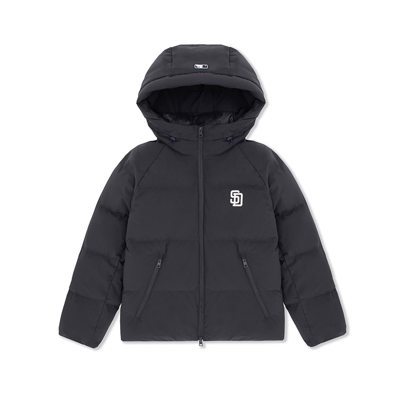 MLB San Diego Padres Unisex Thick Short Puffer Jacket - Charcoal Grey. 3ADJB1146-13CGS