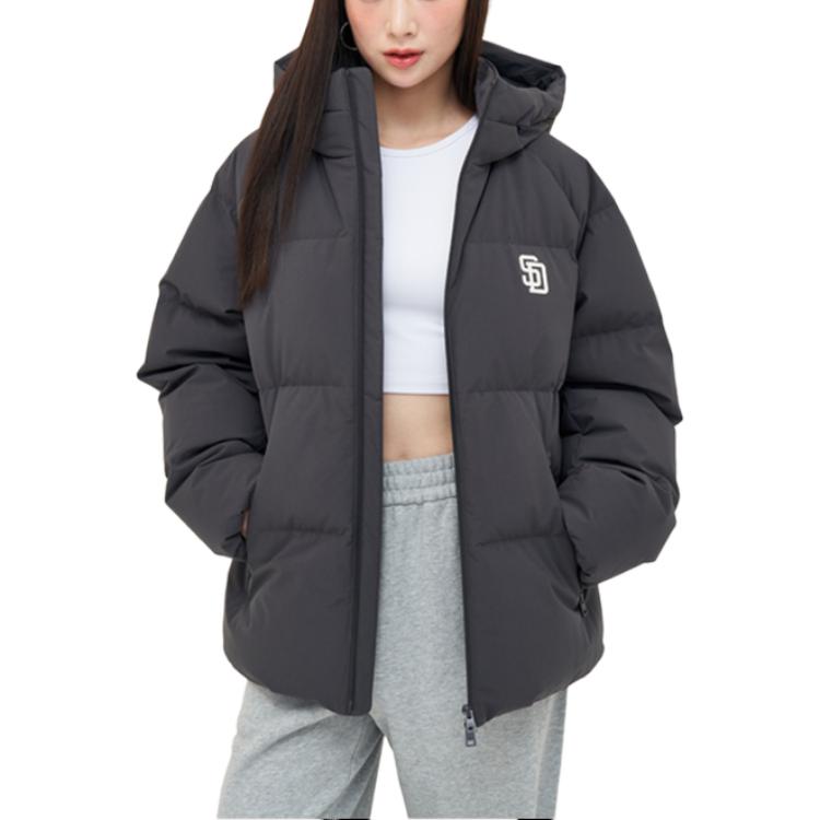 Shop MLB 聖地牙哥教士隊中性厚短款羽絨外套 - 炭灰色 3ADJB1146-13CGS