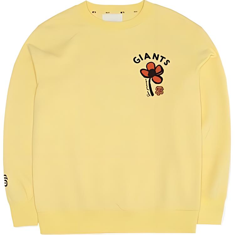 MLB San Francisco Giants Floral Letter Print Crewneck Sweatshirt Beige Unisex 3AMTEC424-LIGHTYELLOW