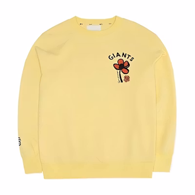 MLB San Francisco Giants Floral Letter Print Crewneck Sweatshirt Beige Unisex 3AMTEC424-LIGHTYELLOW