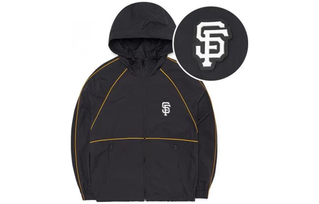 MLB San Francisco Giants Logo Windbreaker Hoodie Unisex - Black 3AWJB0521-14BKS