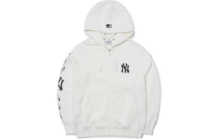 MLB Side Logo Embroidered Casual Hoodie Jacket Unisex White 3ATRS0216-50IVS