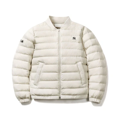 MLB Small Logo Quilted Puffer Jacket Unisex Ivory White 31DJL2061-50I