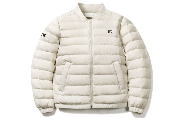 MLB Small Logo Quilted Puffer Jacket Unisex Ivory White 31DJL2061-50I 圖 2
