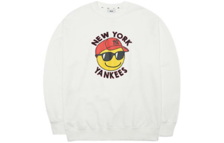 MLB Smile New York Yankees Large Logo Crewneck Sweatshirt Unisex White 3AMTN0424-50IVS