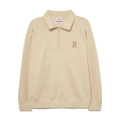MLB Solid Color Fleece Polo Zip Sweatshirt Unisex 3AMTB1536-1