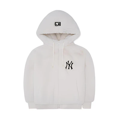 MLB Solid Color Fleece Puffer Jacket Unisex White 3AFDB0426-1