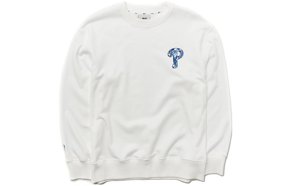 MLB Solid Color Printed Crewneck Long-Sleeve Sweatshirt 3AMTM0731-10WHS