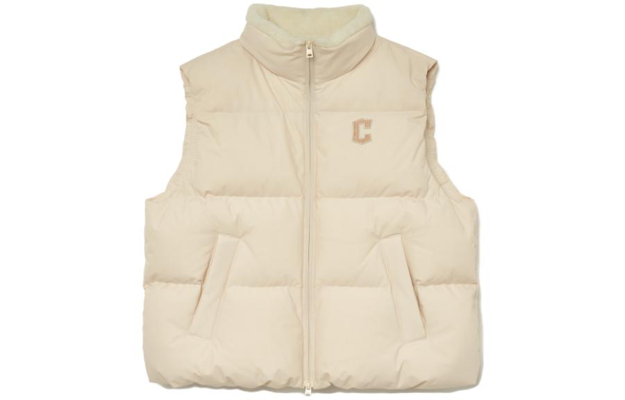 MLB Solid Logo Stand Collar Sleeveless Zip Vest Unisex Cream White. 3ADVB0236-45BGL