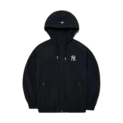 MLB SS22 Black Oversized Hoodie Jacket with Logo Embroidery Unisex Casual Wear 3AWJB0621-50BKS
