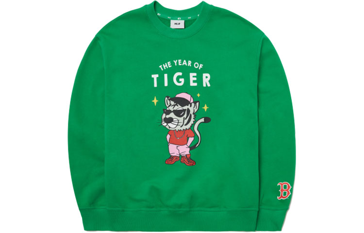 MLB SS22 Boston Red Sox Year of the Tiger Crewneck Sweatshirt Green Unisex Gift 3AMTD0121-43GNL