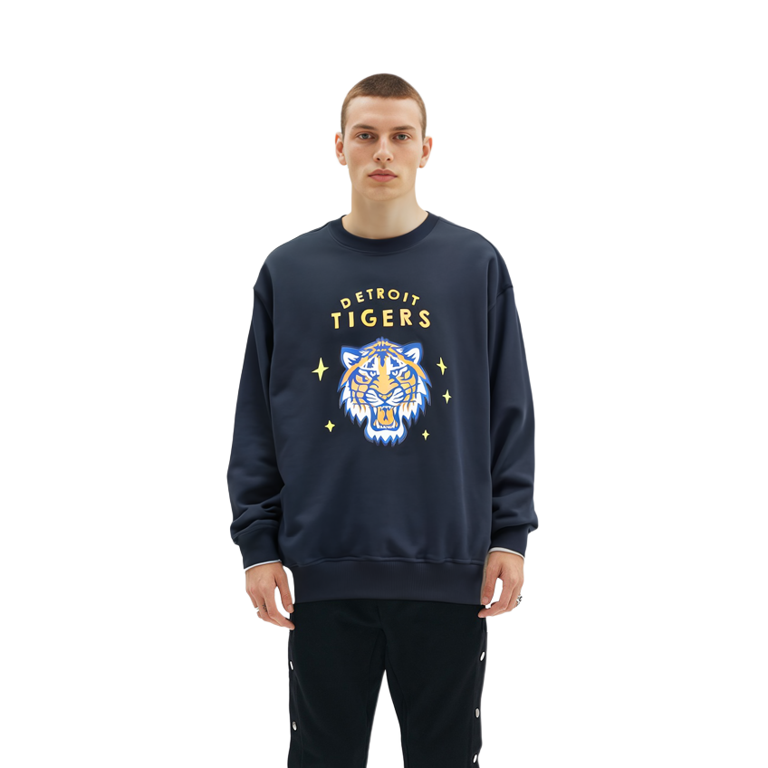 Details for MLB SS22 Detroit Tigers Year of the Tiger Black Graphic Crewneck Unisex Sweater 3AMTD0121-46BKS