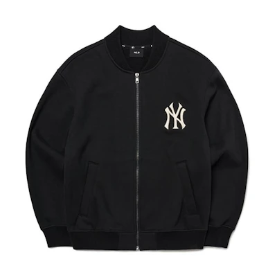 MLB SS22 Embroidered Logo Zip Up Black Baseball Jacket Unisex Couples Style 3AJP01016-50BKS