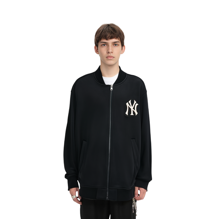 Purchase MLB SS22 刺繡標誌拉鍊黑色棒球外套 情侶款男女通用款 3AJP01016-50BKS